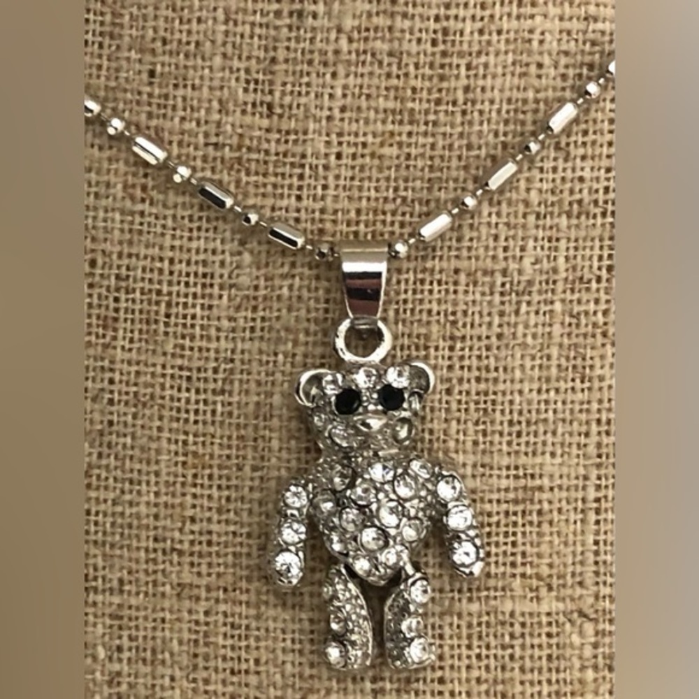 Teddy Bear rhinestones necklace set - Picture 3 of 8